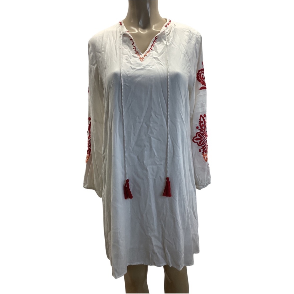 Chic Collection Long Sleeve Dress with Tassel Neck Tie New With Tags